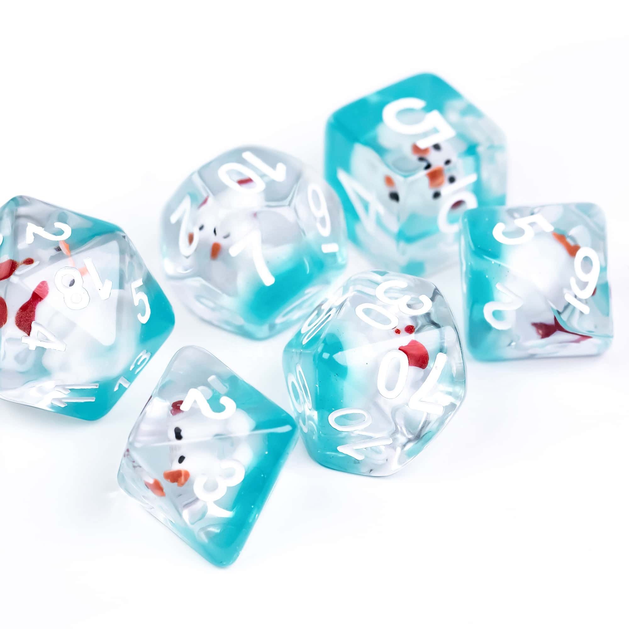 Udixi Plastic polyhedron dungeons and dragons resin rpg dice custom logo set Christmas duck blue