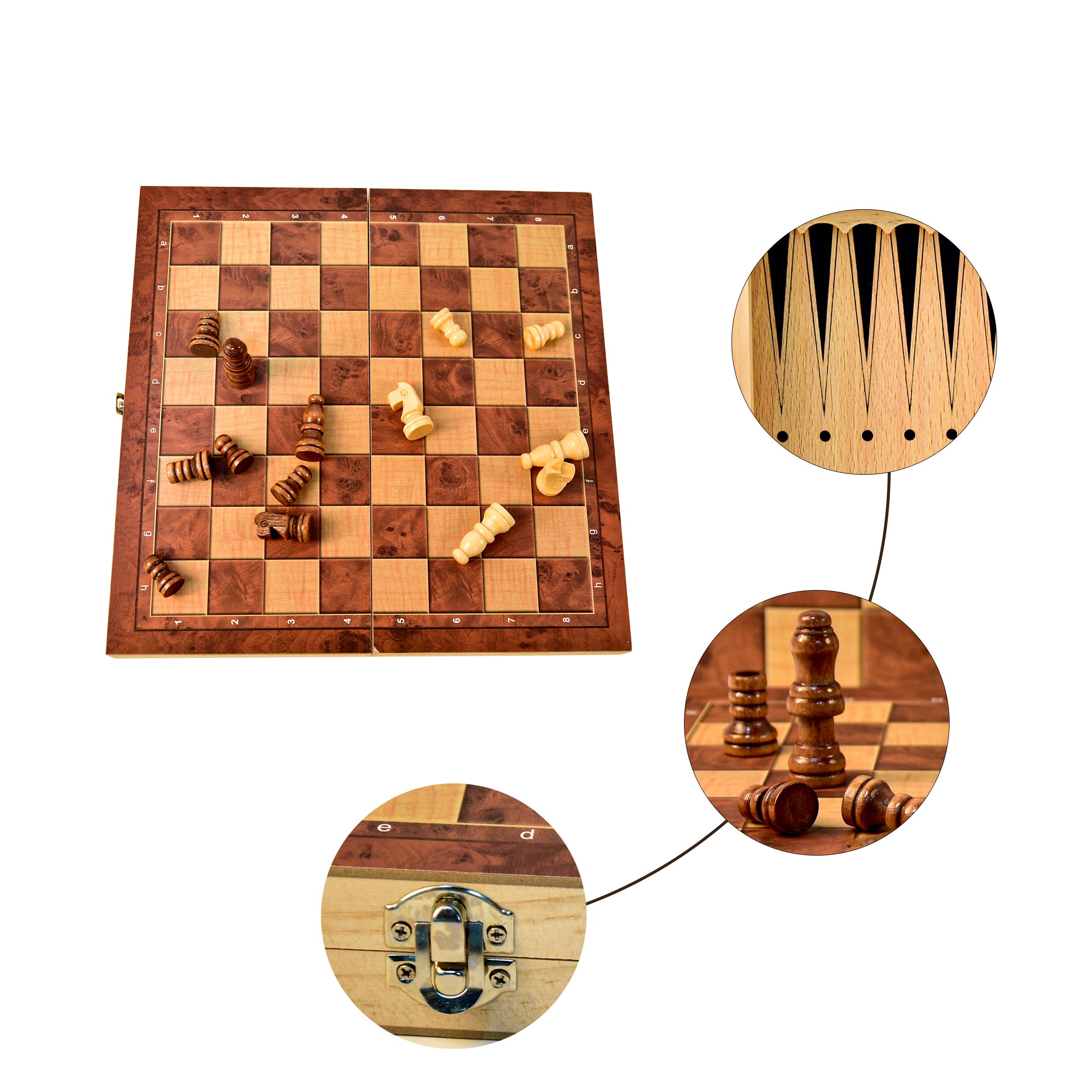 Luxury Chess Game Set with Chips Dices Dice Cups Travel Leather Professional Backgammon