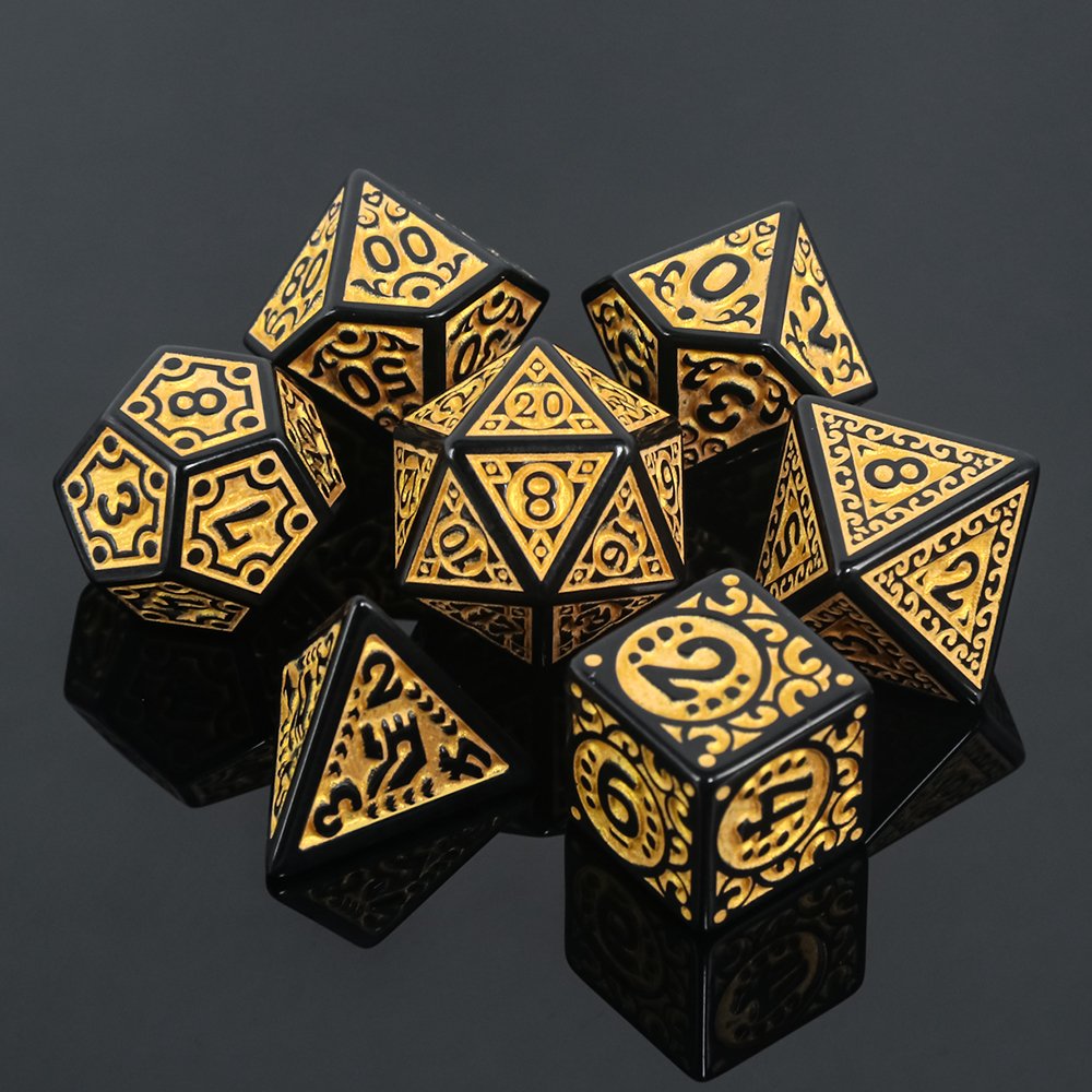 Opaque Magic Gold 7 pcs Polyhedral dice set HD Dice Brand Game Equipments Dice For Board Game