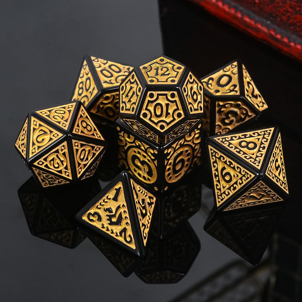Opaque Magic Gold 7 pcs Polyhedral dice set HD Dice Brand Game Equipments Dice For Board Game