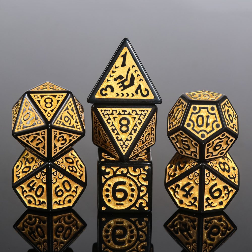 Opaque Magic Gold 7 pcs Polyhedral dice set HD Dice Brand Game Equipments Dice For Board Game