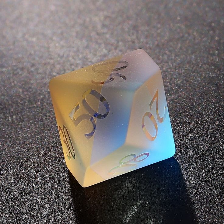 2024 Wholesale Engraved Gemstone Dice Custom Rainbow Prism Glass DND Gem Dice Stone Polyhedral Dice Set Frosted Colorful Glass