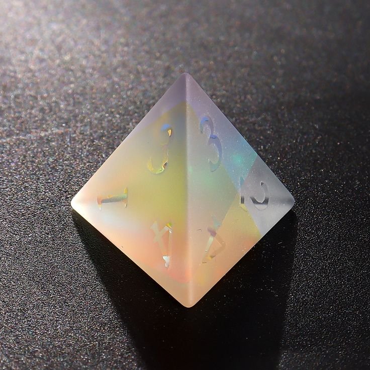 2024 Wholesale Engraved Gemstone Dice Custom Rainbow Prism Glass DND Gem Dice Stone Polyhedral Dice Set Frosted Colorful Glass
