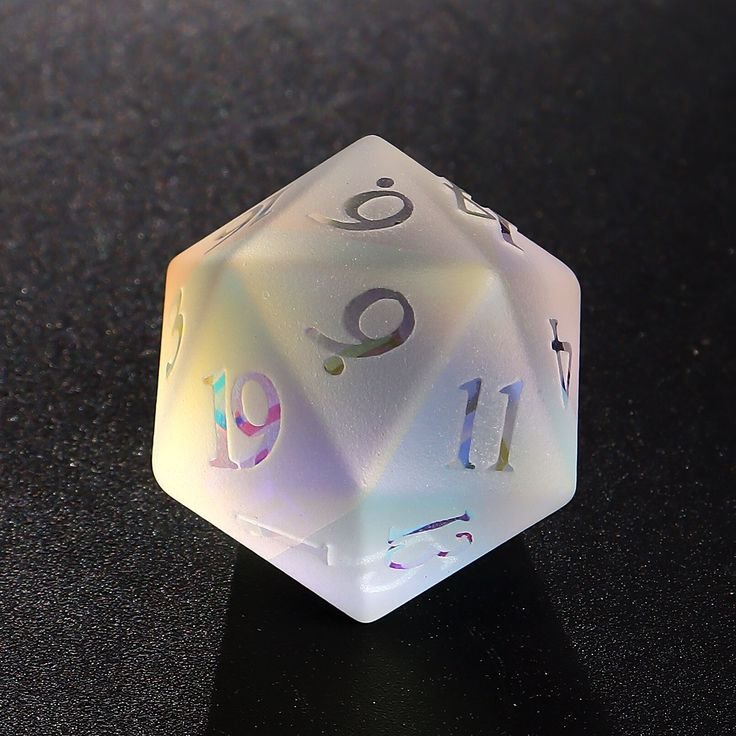 2024 Wholesale Engraved Gemstone Dice Custom Rainbow Prism Glass DND Gem Dice Stone Polyhedral Dice Set Frosted Colorful Glass