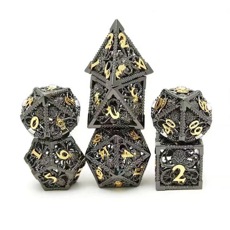 Newly Designed Metal Octopus Dungeons & Dragons Polyhedron Hollow Dice Set for TRPG Board Games DND