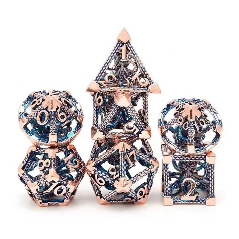 Newly Designed Metal Octopus Dungeons & Dragons Polyhedron Hollow Dice Set for TRPG Board Games DND