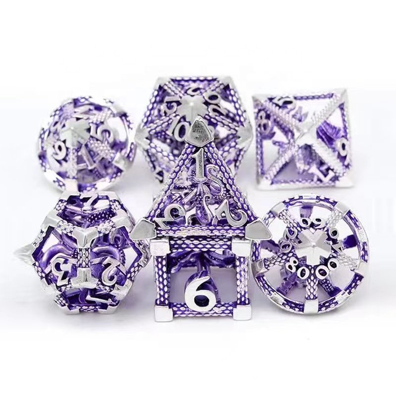 Newly Designed Metal Octopus Dungeons & Dragons Polyhedron Hollow Dice Set for TRPG Board Games DND