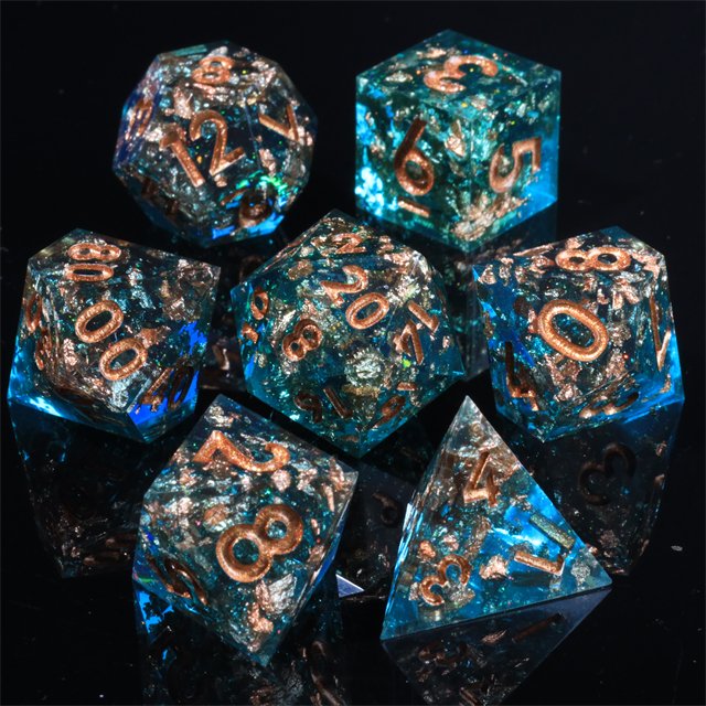 Mini Planet Dragon and Dungeon PolyhedronDice Resin Polyhedral DND 7pcs Set Sharp Edges Dice RPG board role-playing games Dice