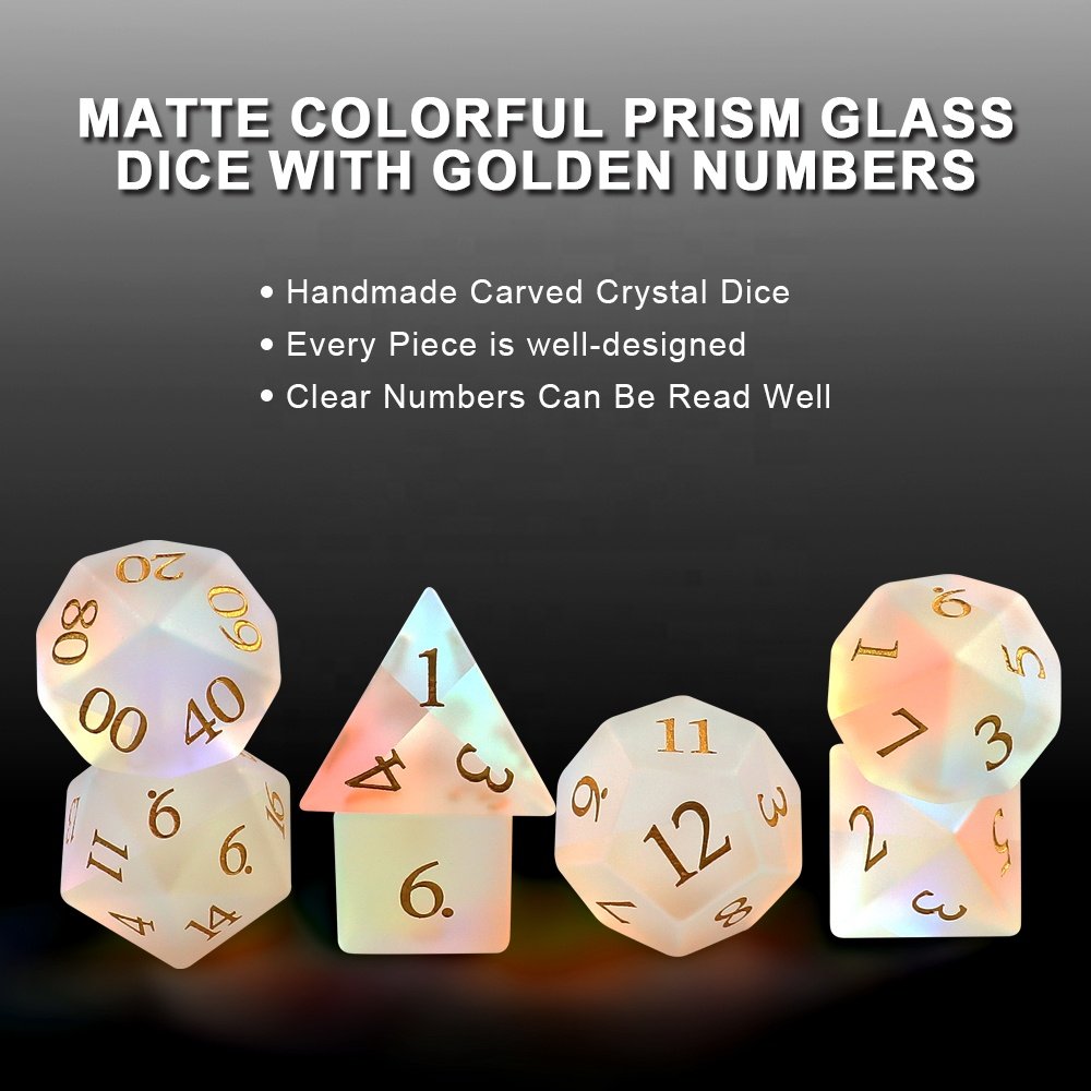 Custom Logo Dice RPG Mini Frosted Prism Glass Dice DND Matte Crystal Dice For Dungeons And Dragons Board Games