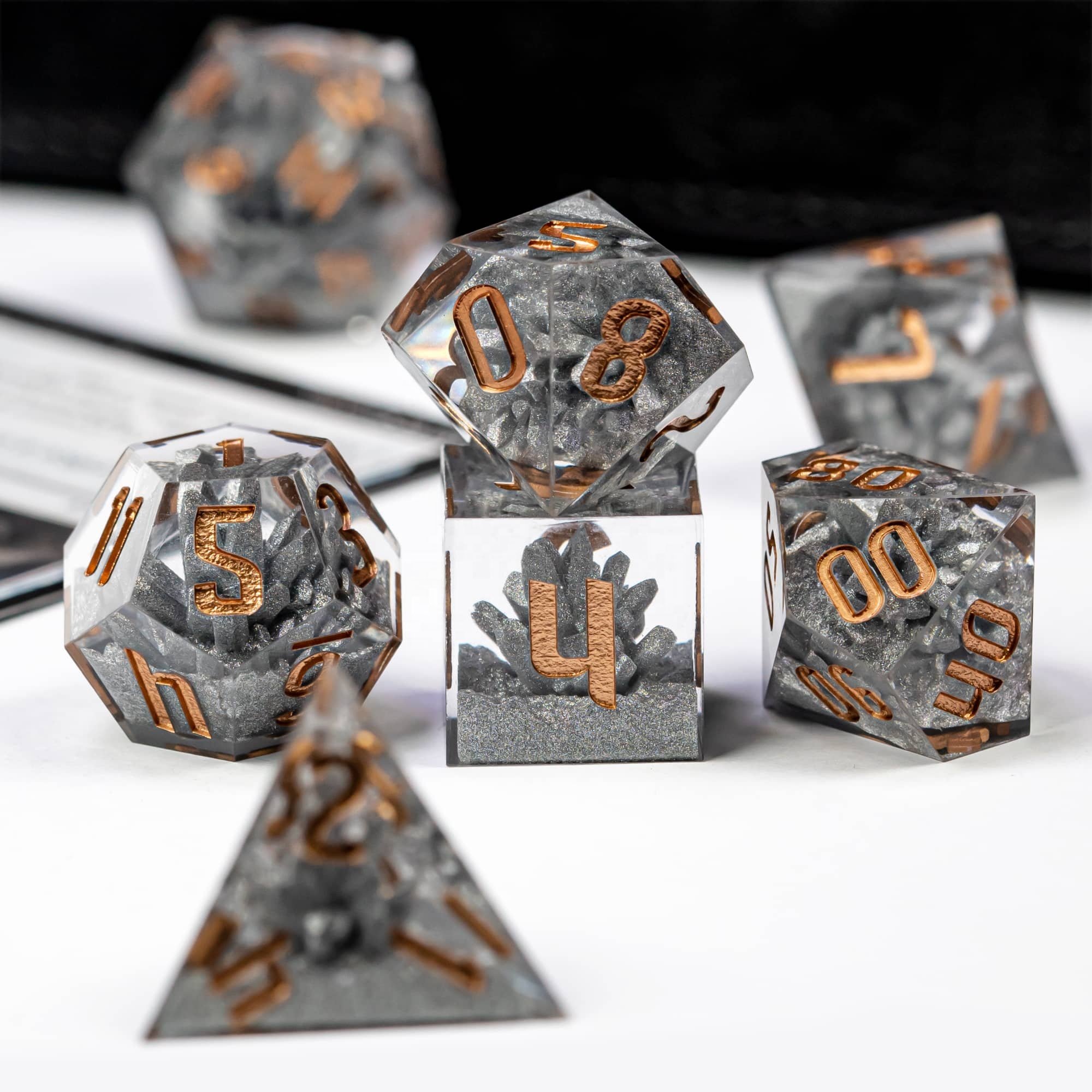 Udixi Custom Handmade Crystal Resin Dice Dungeons and Dragons DND RPG board game Dice Set