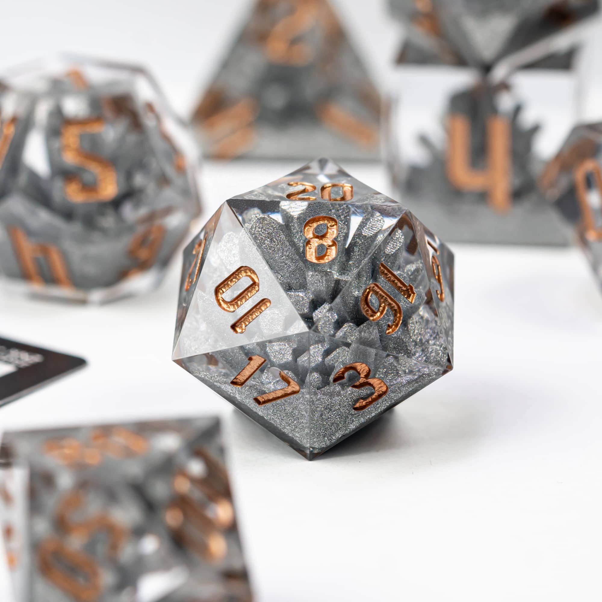 Udixi Custom Handmade Crystal Resin Dice Dungeons and Dragons DND RPG board game Dice Set