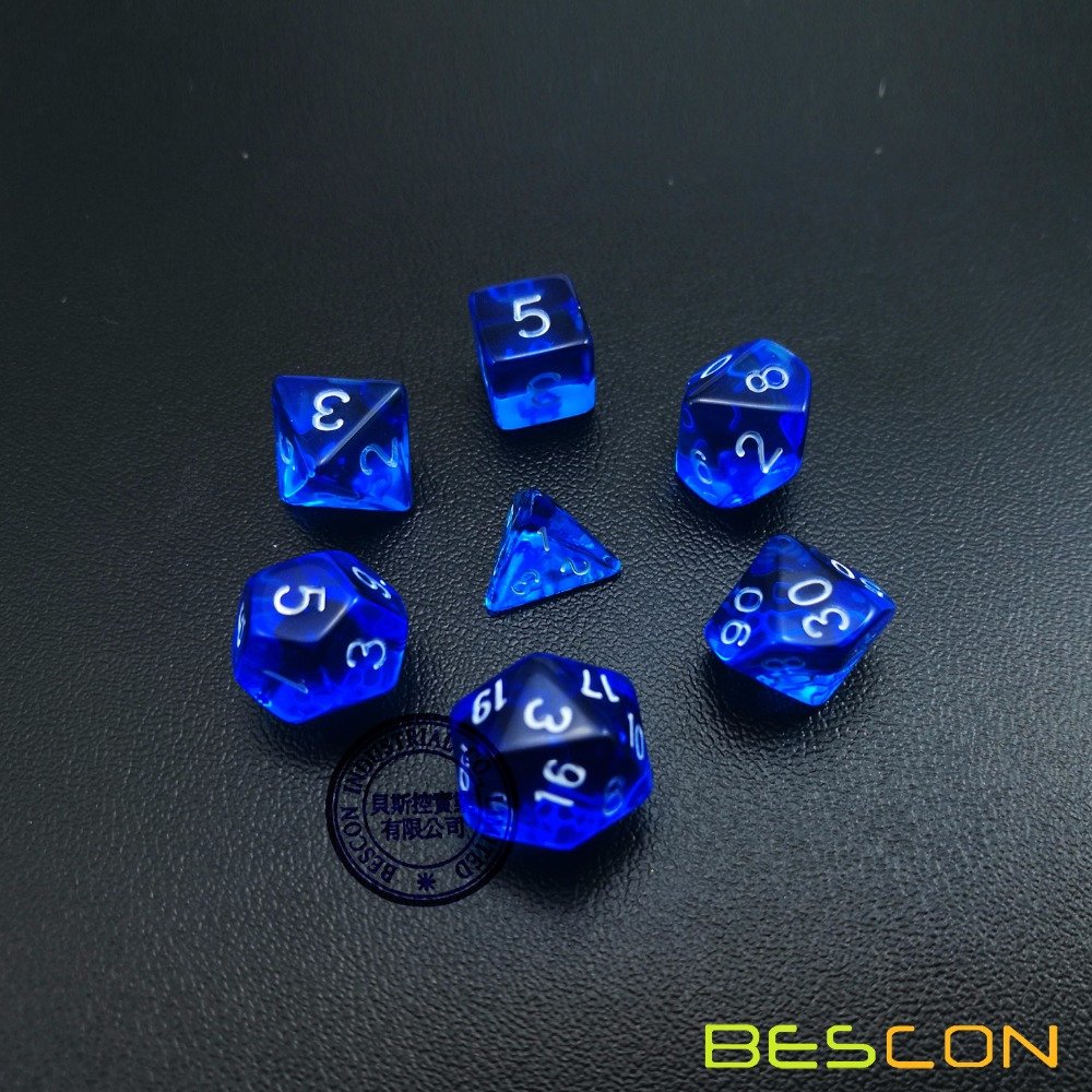Bescon Mini Translucent Polyhedral RPG Dice Set 10MM, Small RPG Dice Set D4-D20 in Tube Packaging, Assorted Colored of 42pcs