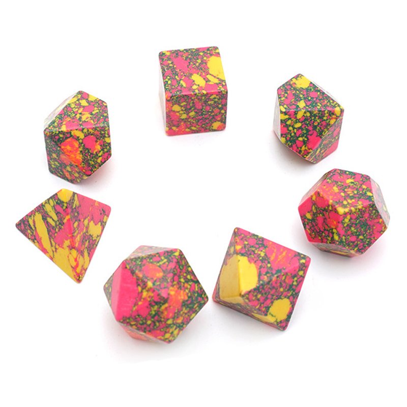 Factory Wholesale High Quality Red Yellow Turquoise Dice Set Custom Polyhedral Dungeons and Dragons RPG DND Dice Set