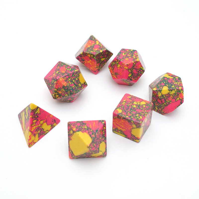 Factory Wholesale High Quality Red Yellow Turquoise Dice Set Custom Polyhedral Dungeons and Dragons RPG DND Dice Set