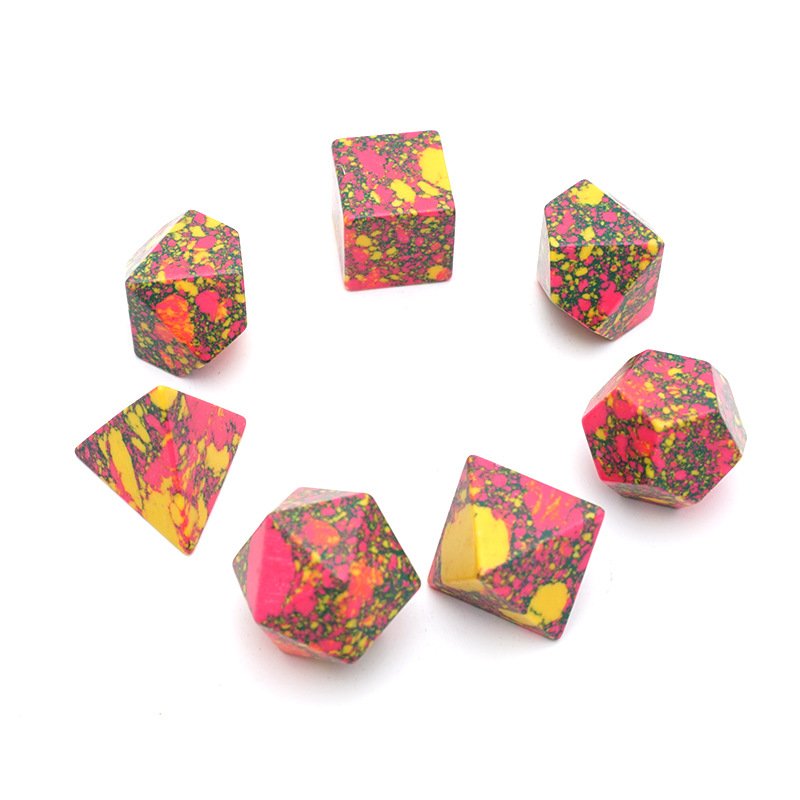 Factory Wholesale High Quality Red Yellow Turquoise Dice Set Custom Polyhedral Dungeons and Dragons RPG DND Dice Set