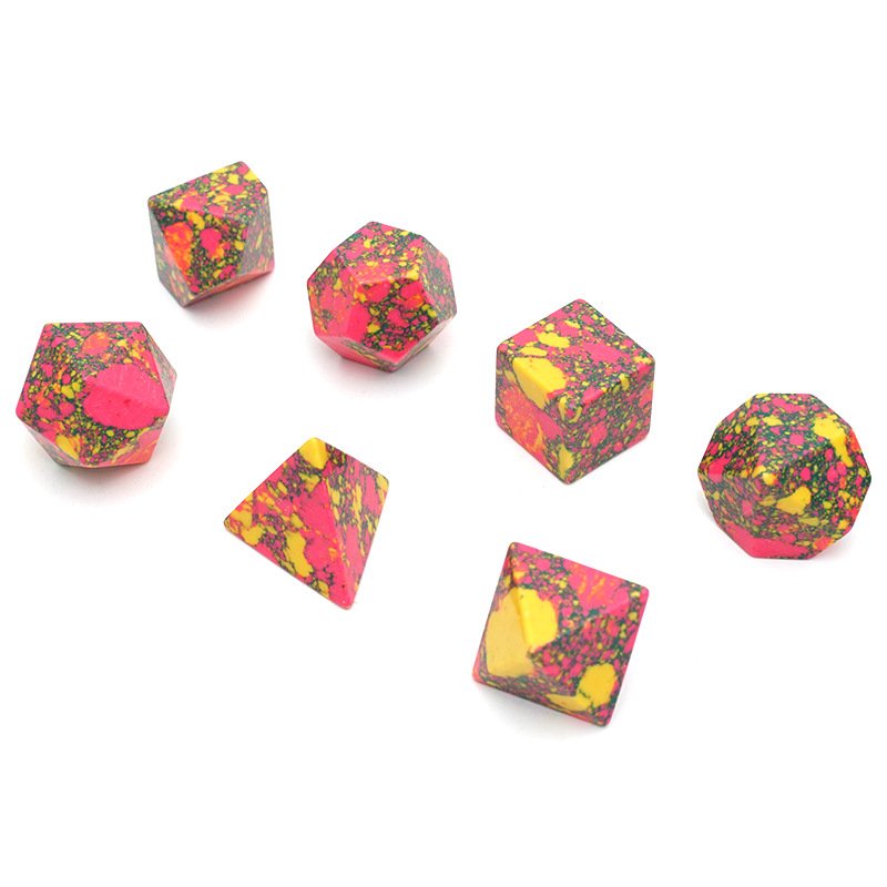 Factory Wholesale High Quality Red Yellow Turquoise Dice Set Custom Polyhedral Dungeons and Dragons RPG DND Dice Set