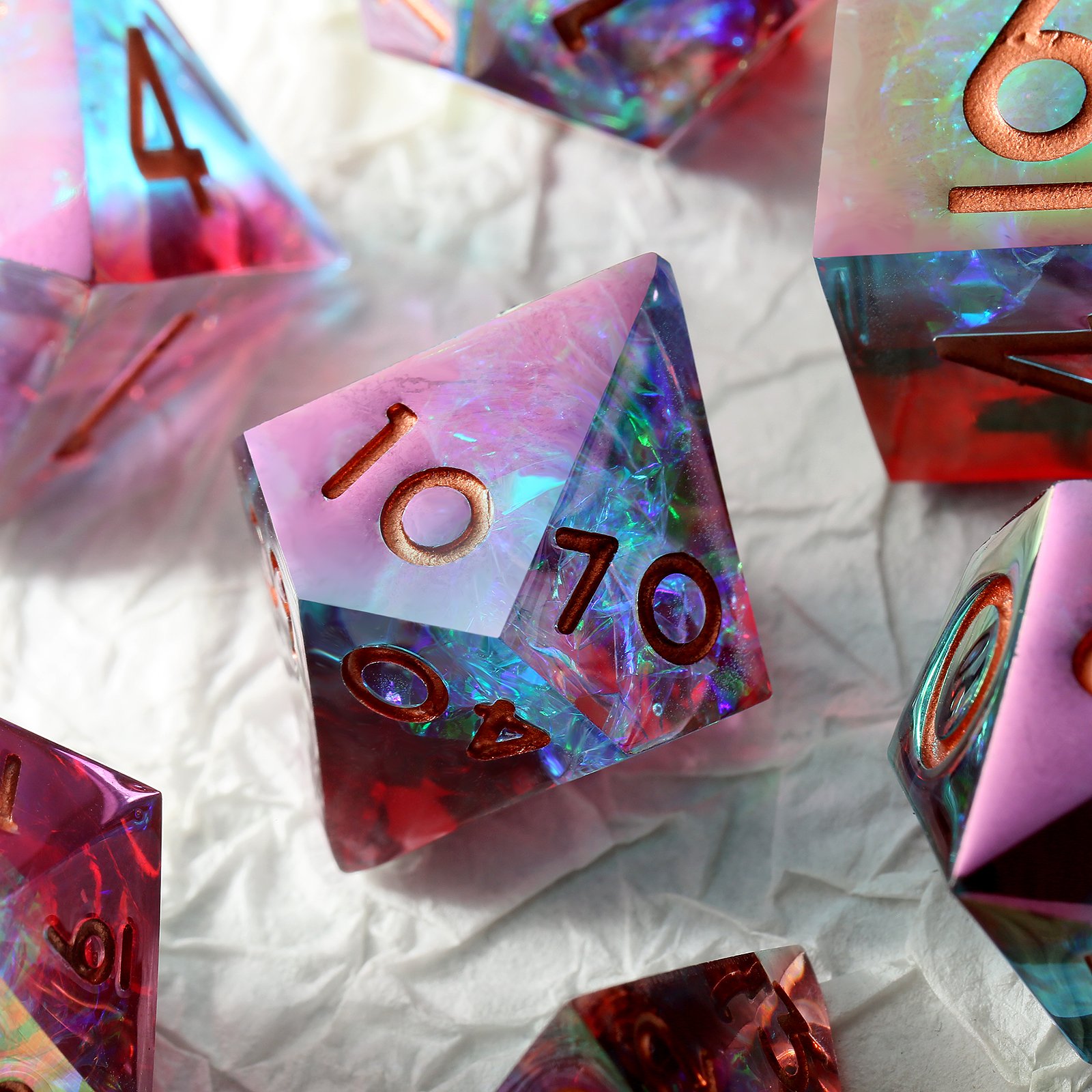 Customizable Dnd Roll Dice Holder Sharp Edge Resin Dice Manufacturers Liquid Core Dice Set D&D for RPG Dungeons and Dragons