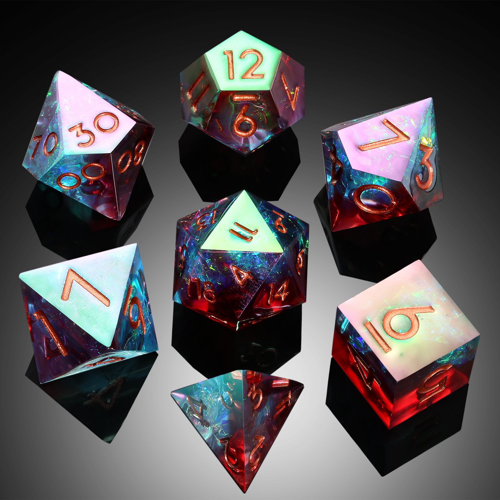 Customizable Dnd Roll Dice Holder Sharp Edge Resin Dice Manufacturers Liquid Core Dice Set D&D for RPG Dungeons and Dragons