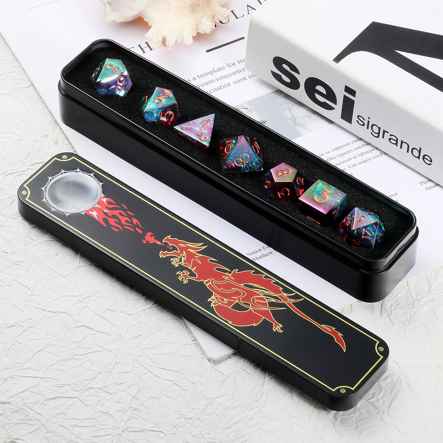Customizable Dnd Roll Dice Holder Sharp Edge Resin Dice Manufacturers Liquid Core Dice Set D&D for RPG Dungeons and Dragons