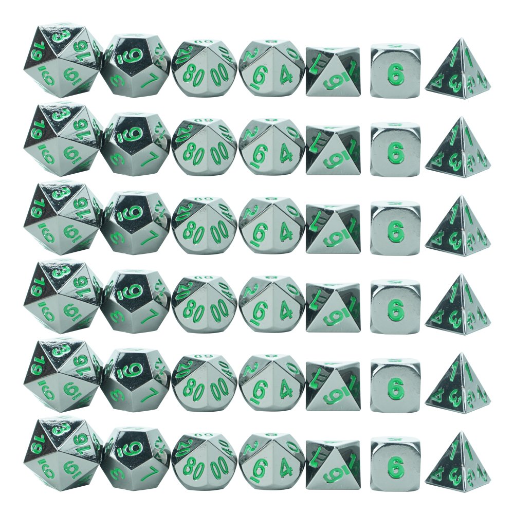 Custom Mirror Dice Engraved Green Numbers Heavy Metal Gaming Dice Set Accessory Dice for Various Games