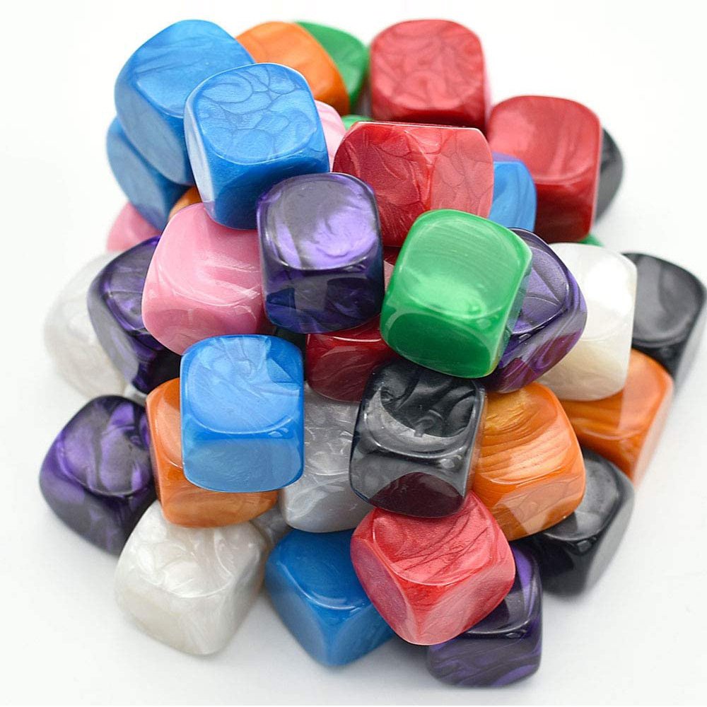 Deskjoy 16mm Dice Custom Engrave Logo Design Marble Acrylic Resin Toys Pearl Solid Transparent Component AccessoryBoard Game