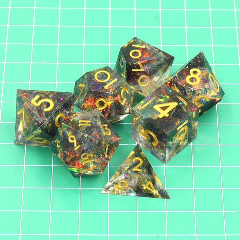 Resin Plastic Crystal Dice Dice Set Professional Customize Acrylic for Role Playing Game 16mm Rainbow Wholesale Glitter Velvet