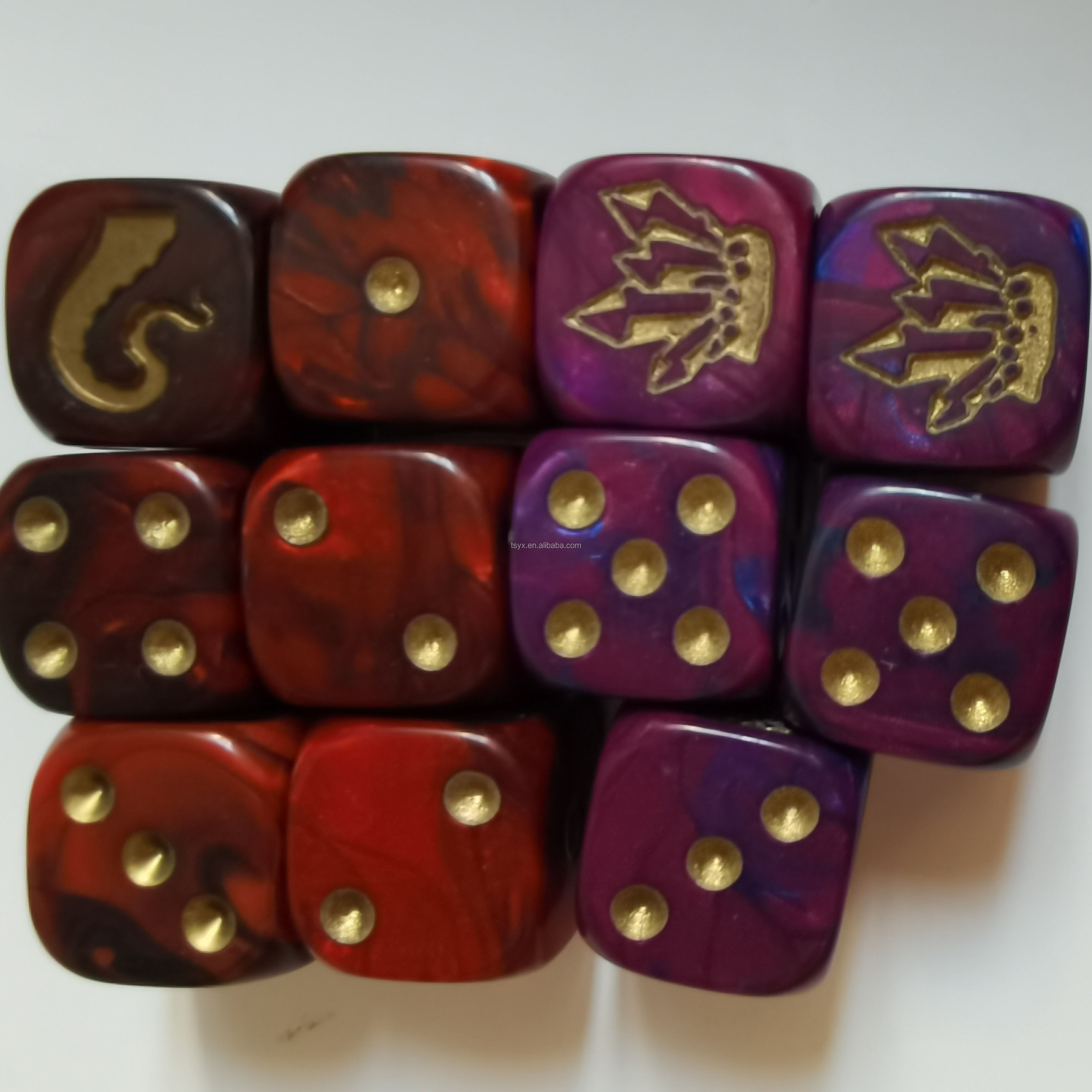 Acrylic new board game resin custom 2 color mixed dice painting engraved logo d6 10mm 12mm 14mm 16mm 18mm 20mm 25mm 30mm dice