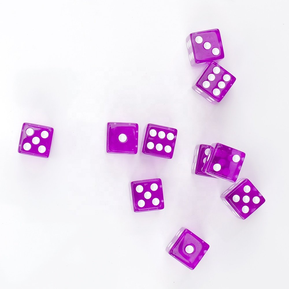 custom 16mm D6 Resin Dice Transparent Color Dice Set Plastic Dice Game Children's Educational games Educational teaching aids