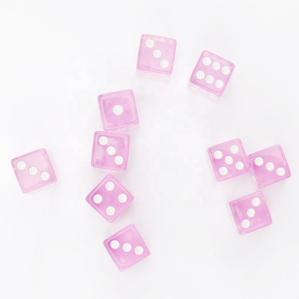 custom 16mm D6 Resin Dice Transparent Color Dice Set Plastic Dice Game Children's Educational games Educational teaching aids