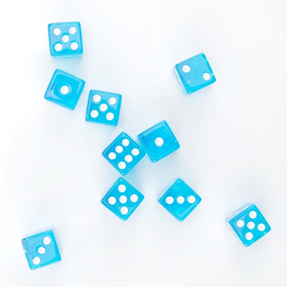 custom 16mm D6 Resin Dice Transparent Color Dice Set Plastic Dice Game Children's Educational games Educational teaching aids