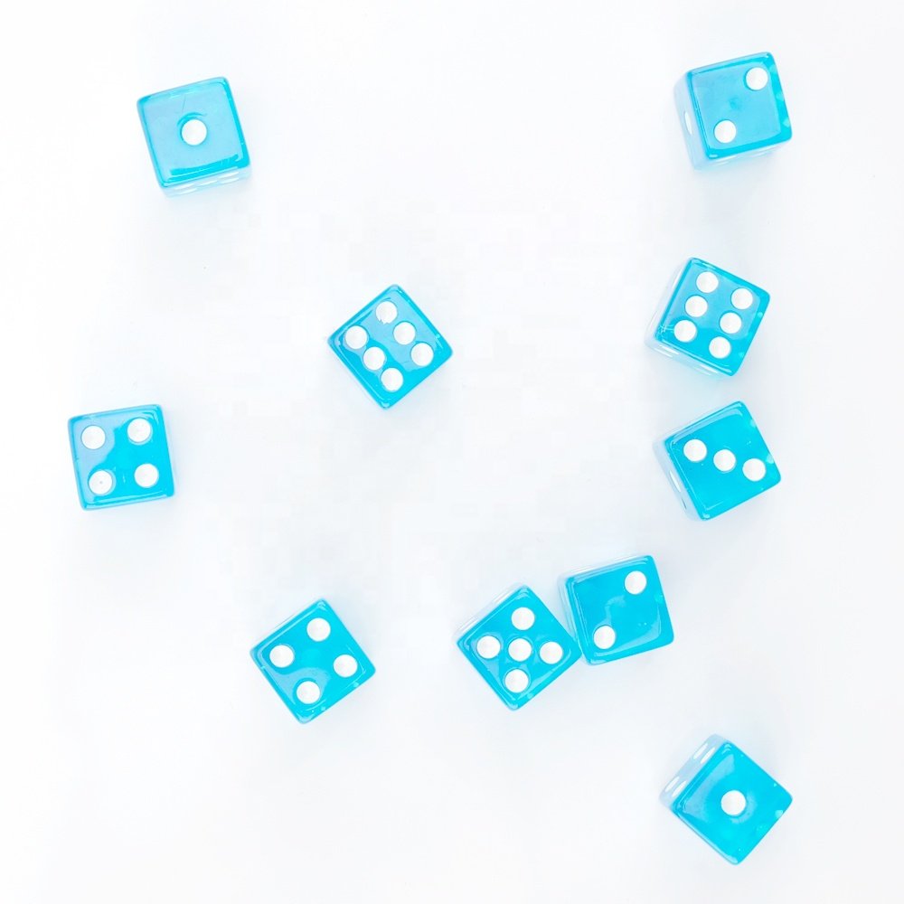 custom 16mm D6 Resin Dice Transparent Color Dice Set Plastic Dice Game Children's Educational games Educational teaching aids