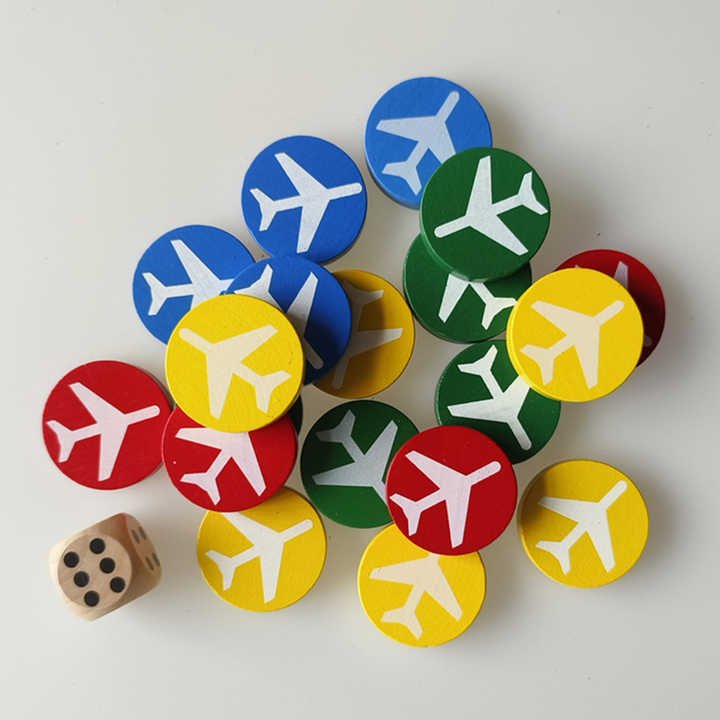 Flying Chess Set With Dice Colorful Wooden Children'S Educational Board Games Round Chess Pieces Board Games