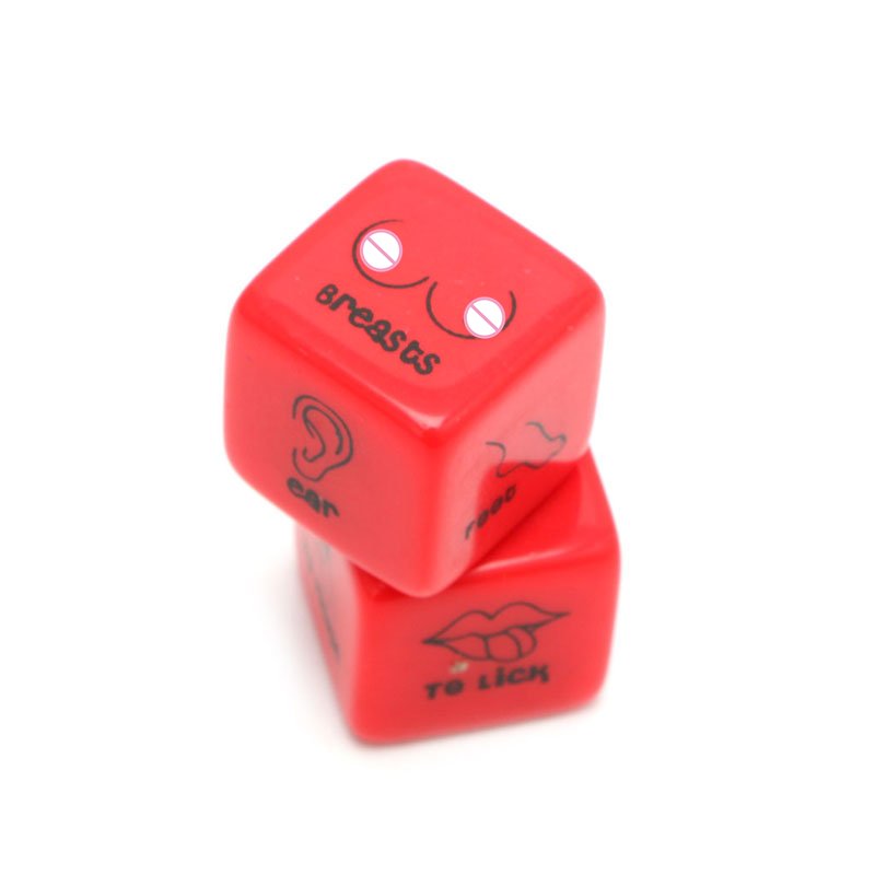 2Pcs/Pair 18Mm Dice Set Red Acrylic Club Party Sex Gambling Erotic Dice Toy Couple Novelty Love Funny Punishment Gift Board Ga