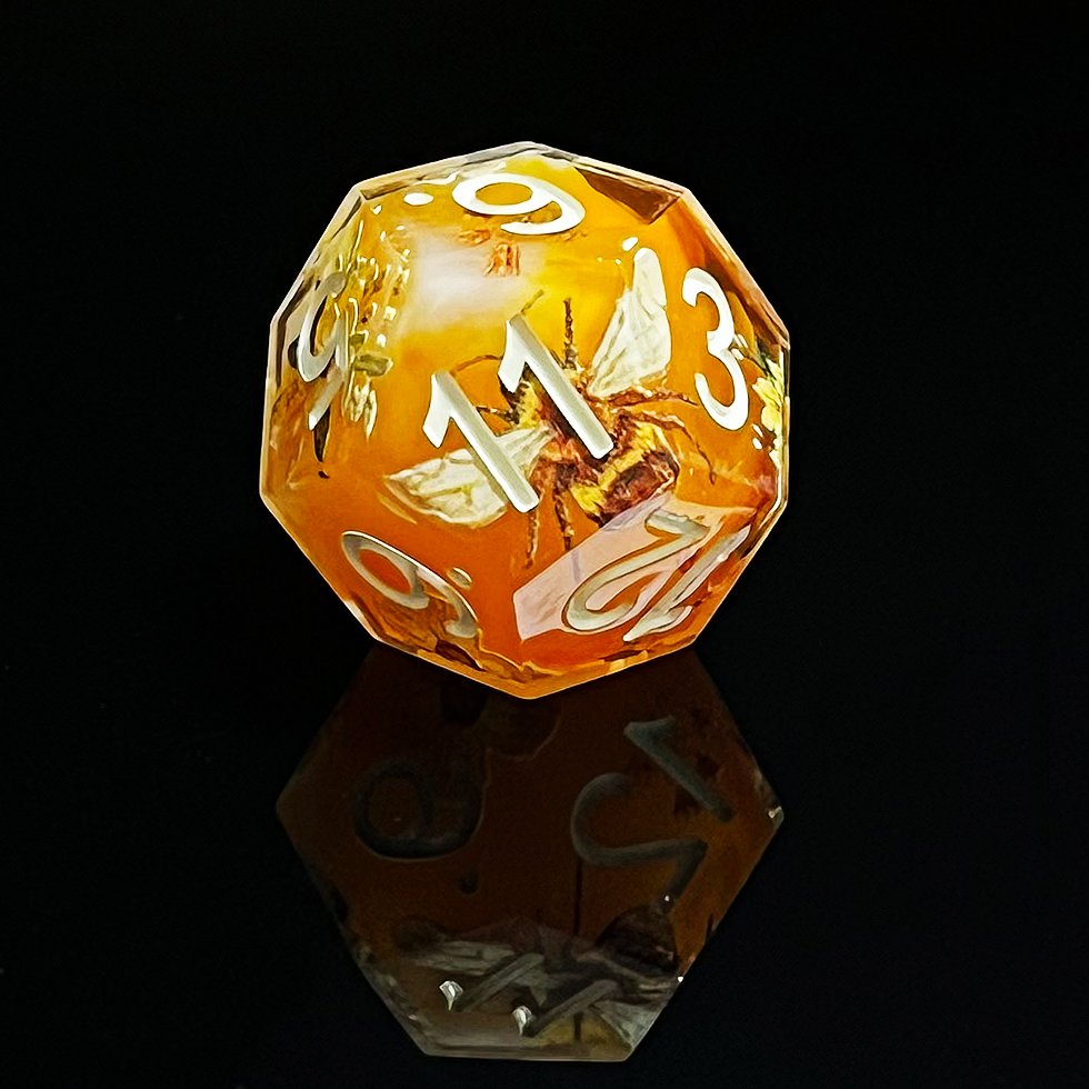 New Sharp Edge Dice For Dungeons And Dragons blue and white porcelain flowers and butterfly layered Resin Polyhedral Dice Set