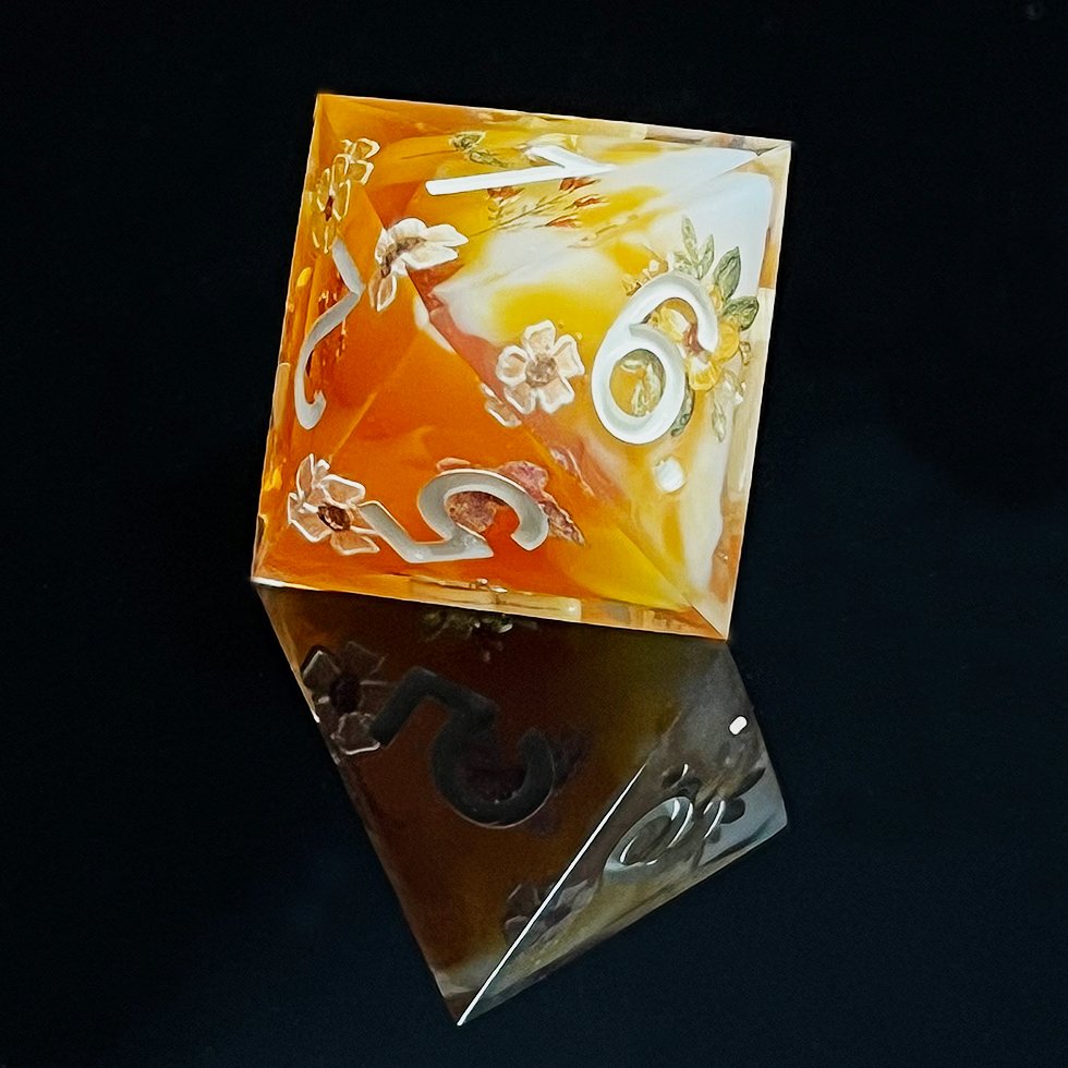 New Sharp Edge Dice For Dungeons And Dragons blue and white porcelain flowers and butterfly layered Resin Polyhedral Dice Set