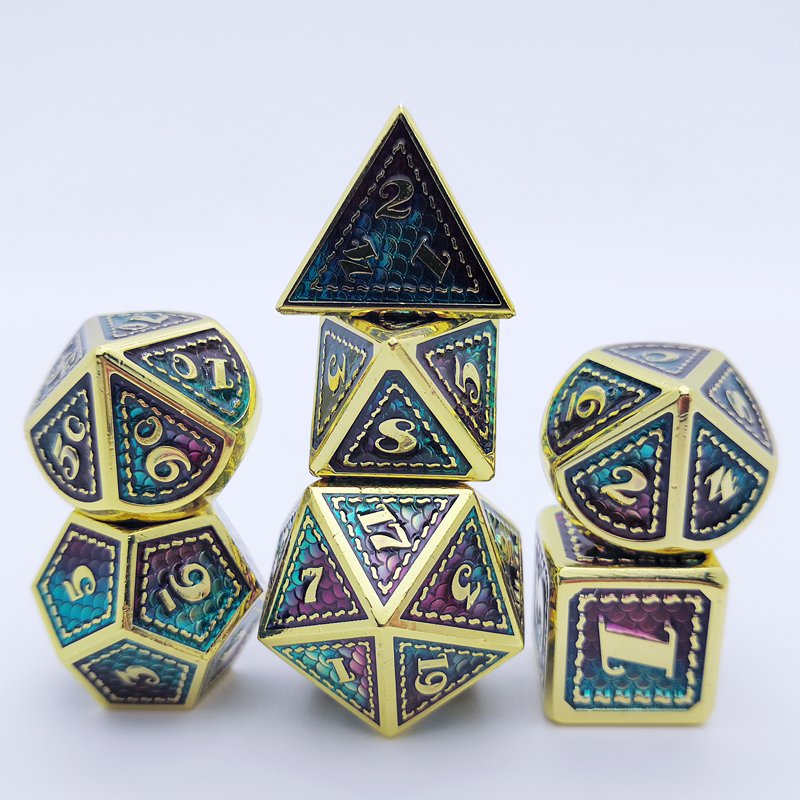 7pcs/set wholesale Metal Dice RPG DND Metal Polyhedral Squama Dice