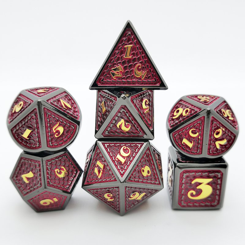 7pcs/set wholesale Metal Dice RPG DND Metal Polyhedral Squama Dice