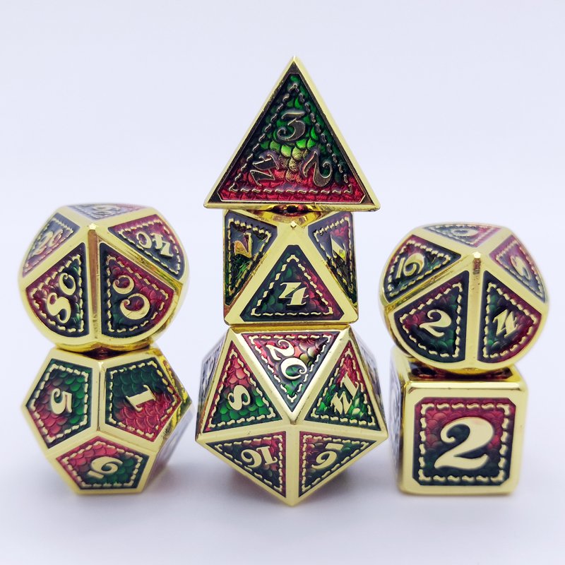 7pcs/set wholesale Metal Dice RPG DND Metal Polyhedral Squama Dice