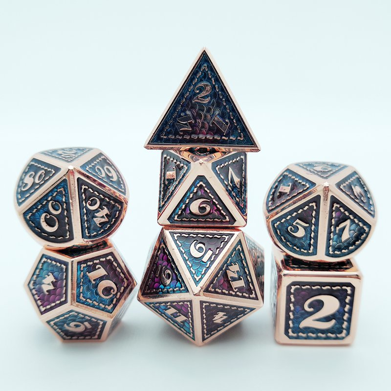7pcs/set wholesale Metal Dice RPG DND Metal Polyhedral Squama Dice
