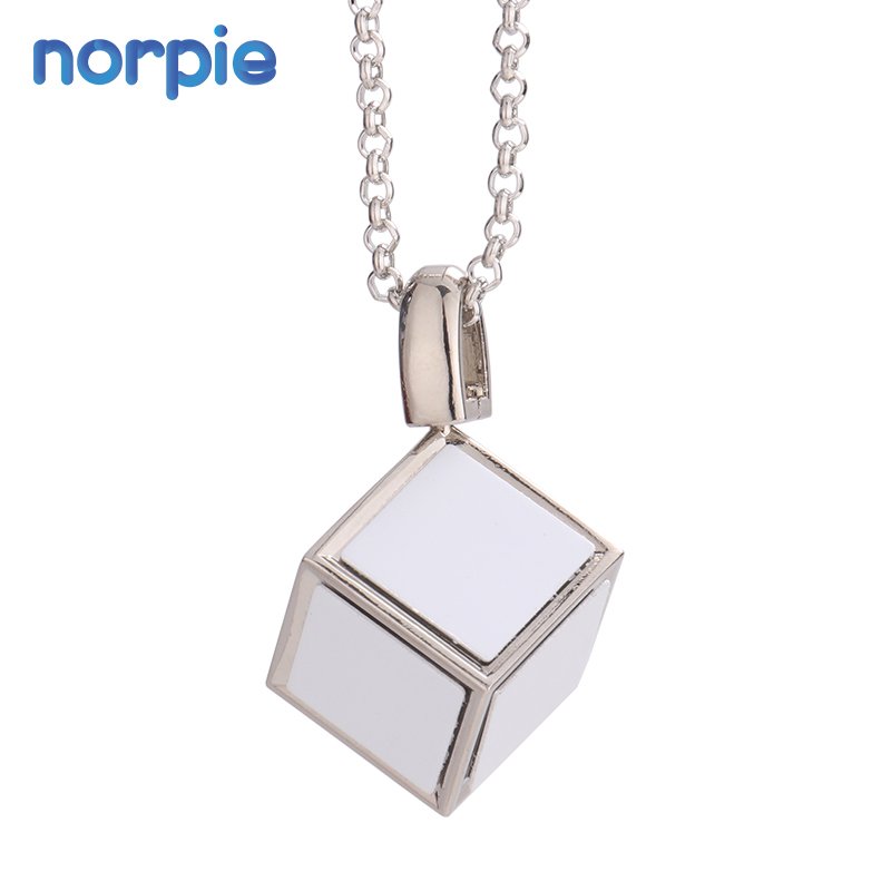 3D Cube Photo Frame Necklace Sublimation Dice Cube Necklace with 6 Inserts