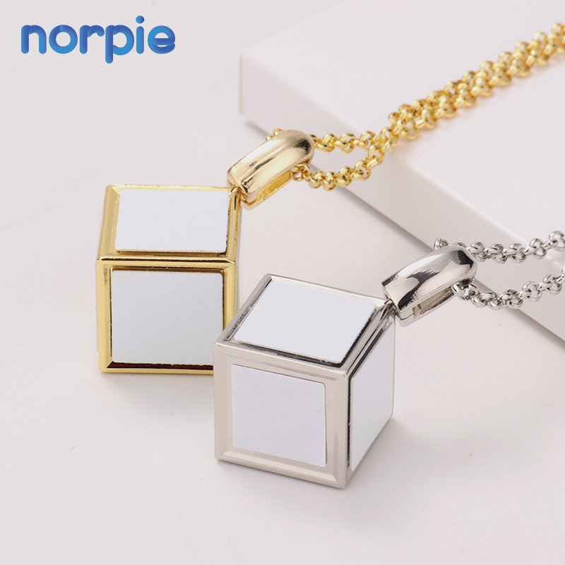 3D Cube Photo Frame Necklace Sublimation Dice Cube Necklace with 6 Inserts