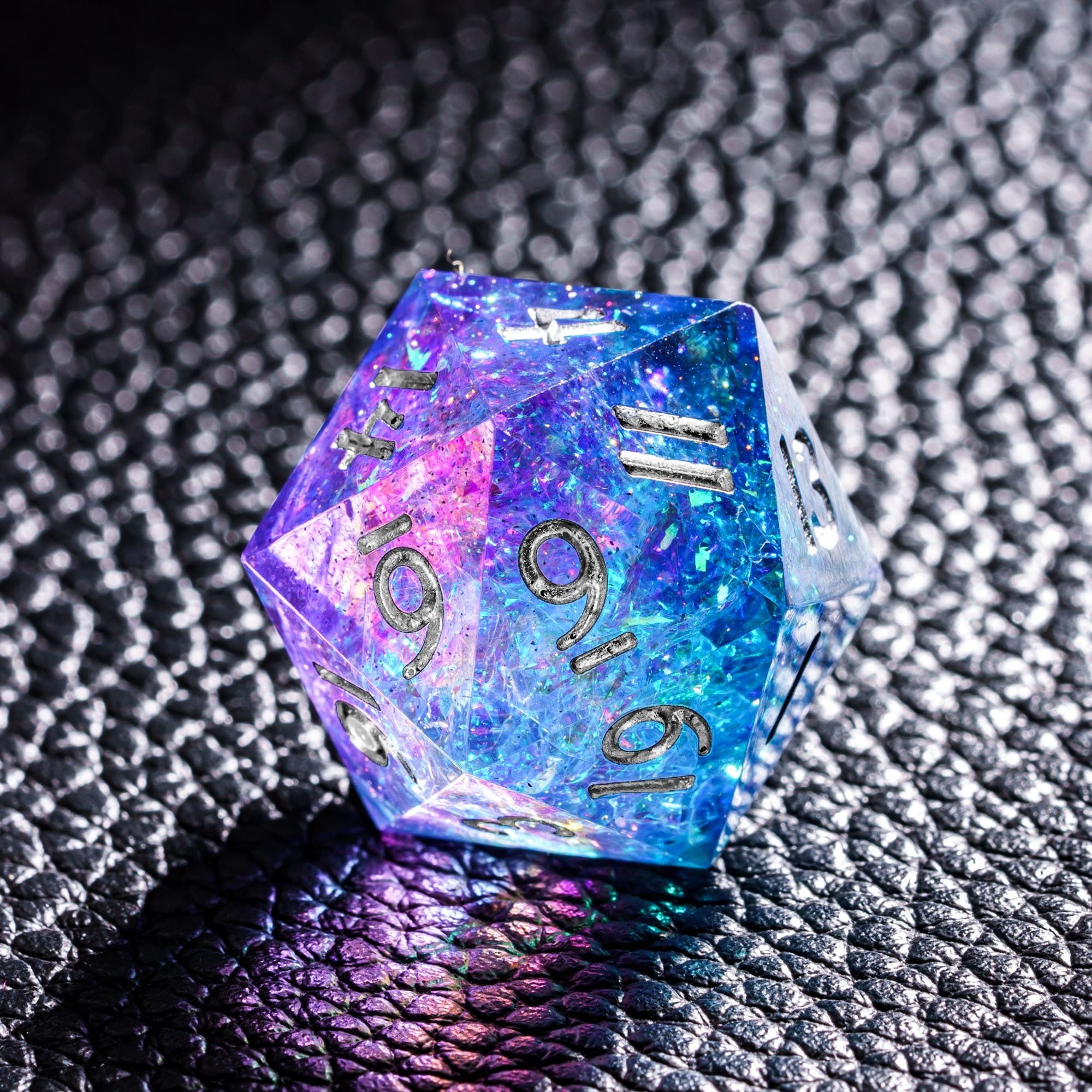 Udixi Resin Sharp edge Dice Polyhedral dungeons and dragons RPG Color Glitter paper Dice Cube Set