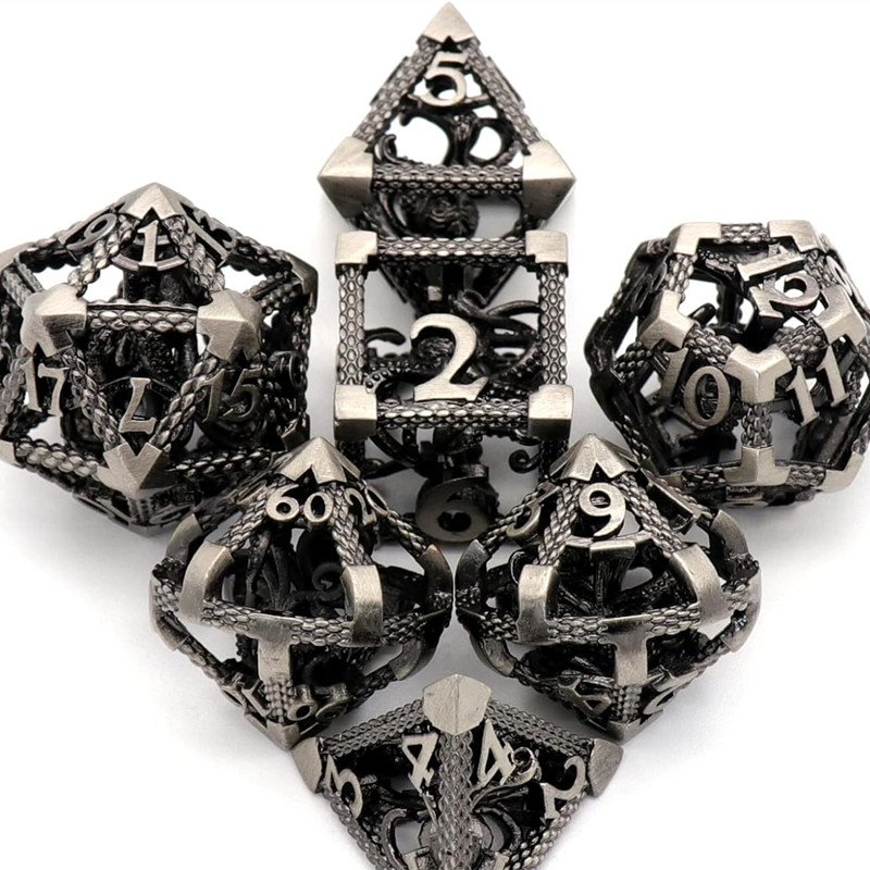 MINI PLANET 3D Octopus Metal DND Dice Set For TRPG Dungeons&Dragons Game Polyhedral Metal Hollow Dice Set Custom DND Dice Metal
