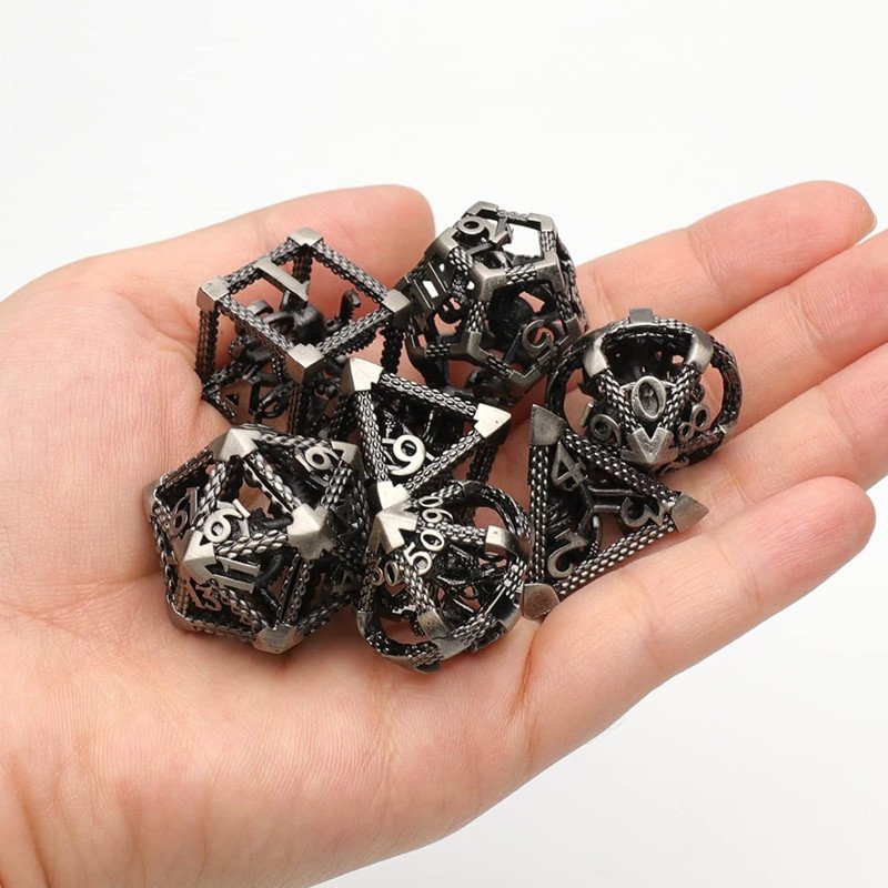 MINI PLANET 3D Octopus Metal DND Dice Set For TRPG Dungeons&Dragons Game Polyhedral Metal Hollow Dice Set Custom DND Dice Metal