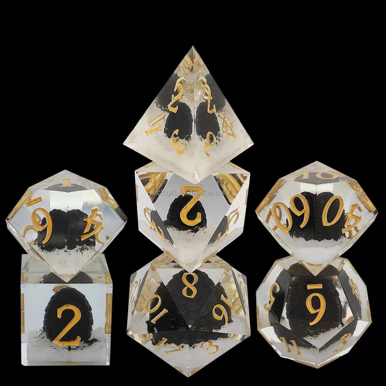 Resin Sharp Edge DND Dice Set, 7PCS D and D Dice Role Playing Dice for Dungeons and Dragons RPG Tabletop Game