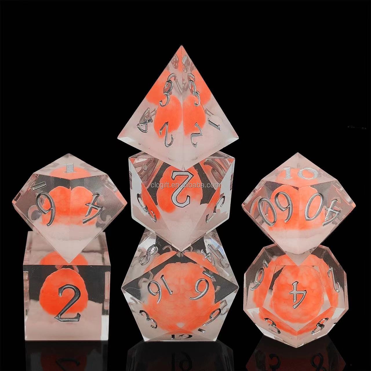 Resin Sharp Edge DND Dice Set, 7PCS D and D Dice Role Playing Dice for Dungeons and Dragons RPG Tabletop Game