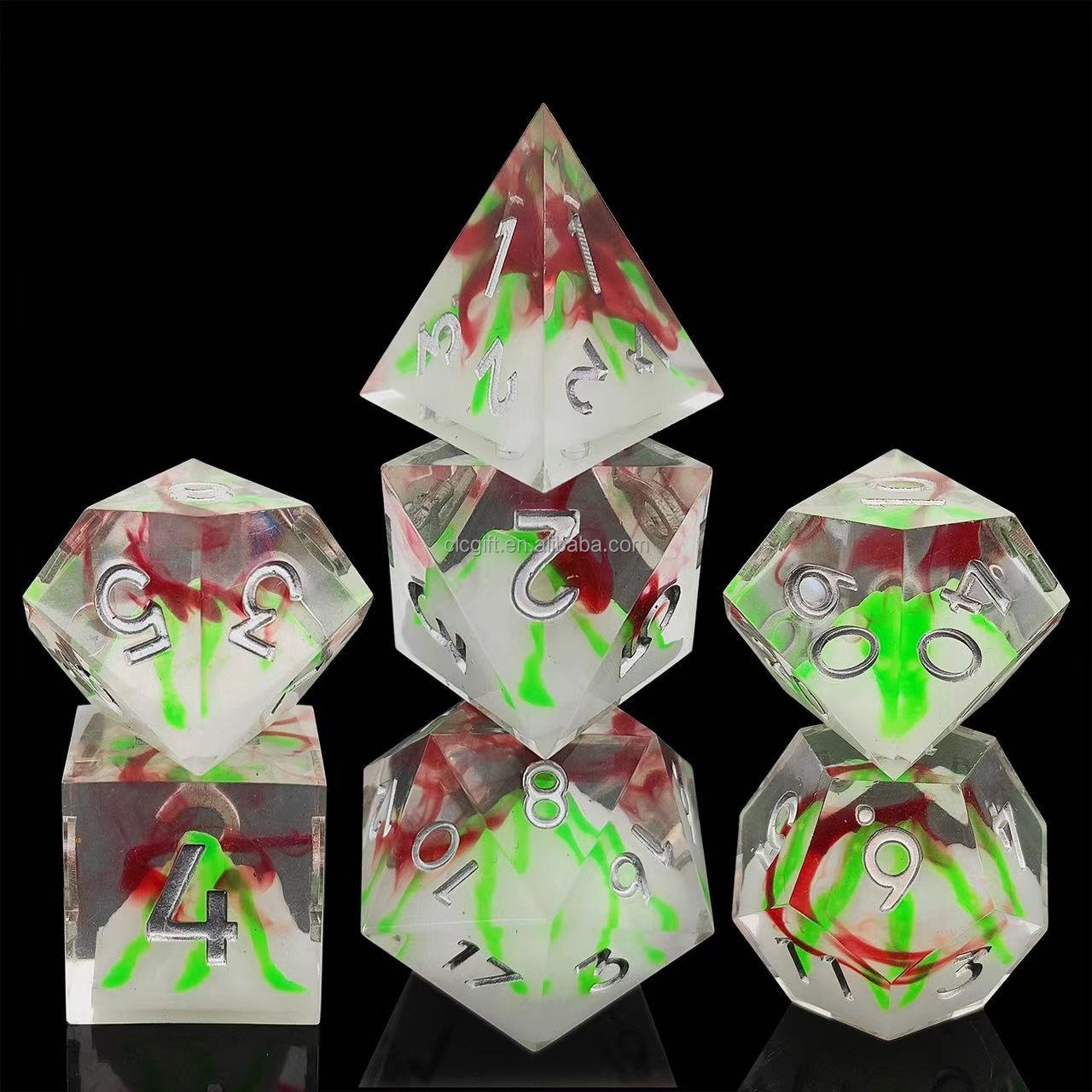 Resin Sharp Edge DND Dice Set, 7PCS D and D Dice Role Playing Dice for Dungeons and Dragons RPG Tabletop Game