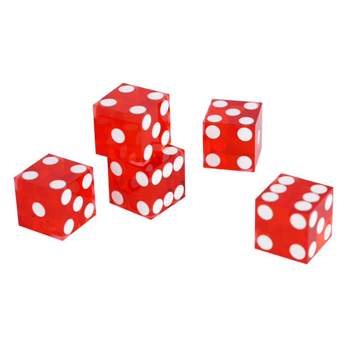 YH Transparent Acrylic Dice Set Gaming Dice Manufacturers Red Crystal Casino Dice 19mm