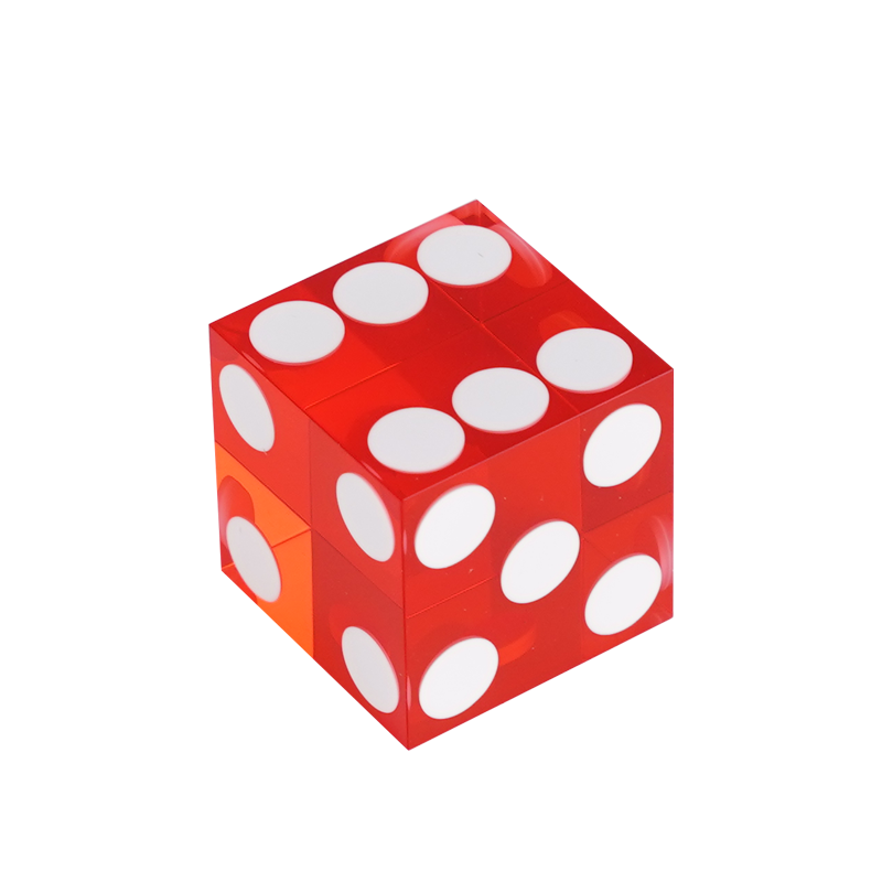 YH Transparent Acrylic Dice Set Gaming Dice Manufacturers Red Crystal Casino Dice 19mm