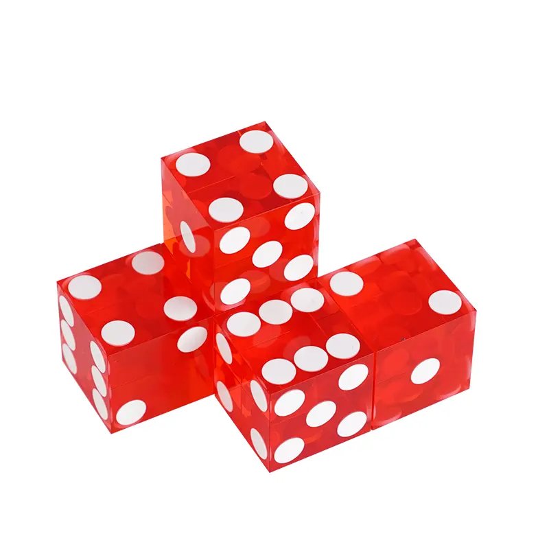 YH Transparent Acrylic Dice Set Gaming Dice Manufacturers Red Crystal Casino Dice 19mm